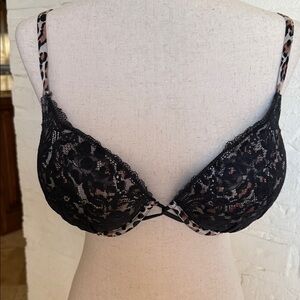 Victoria's Secret Black and Leopard Lace Bra
